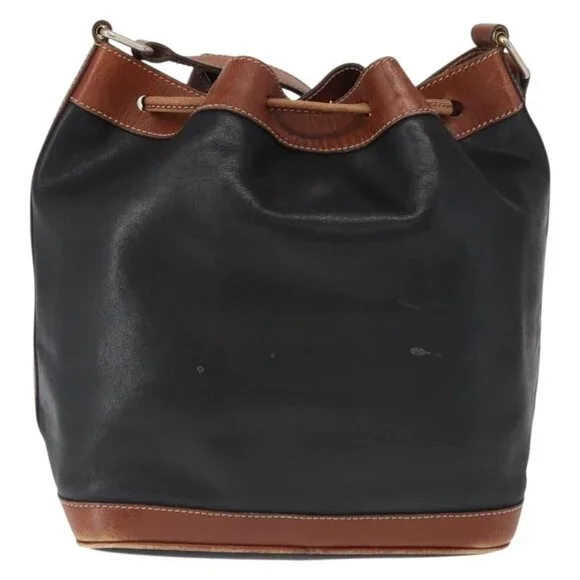 Authentic CELINE Shoulder Bag Leather Black Gold - Picture 10 of 16